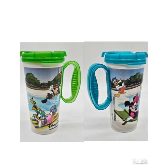 Disney Parks Resort Cup & Lid Refillable Tumbler Travel Mug Mickey Minnie 2 Cups